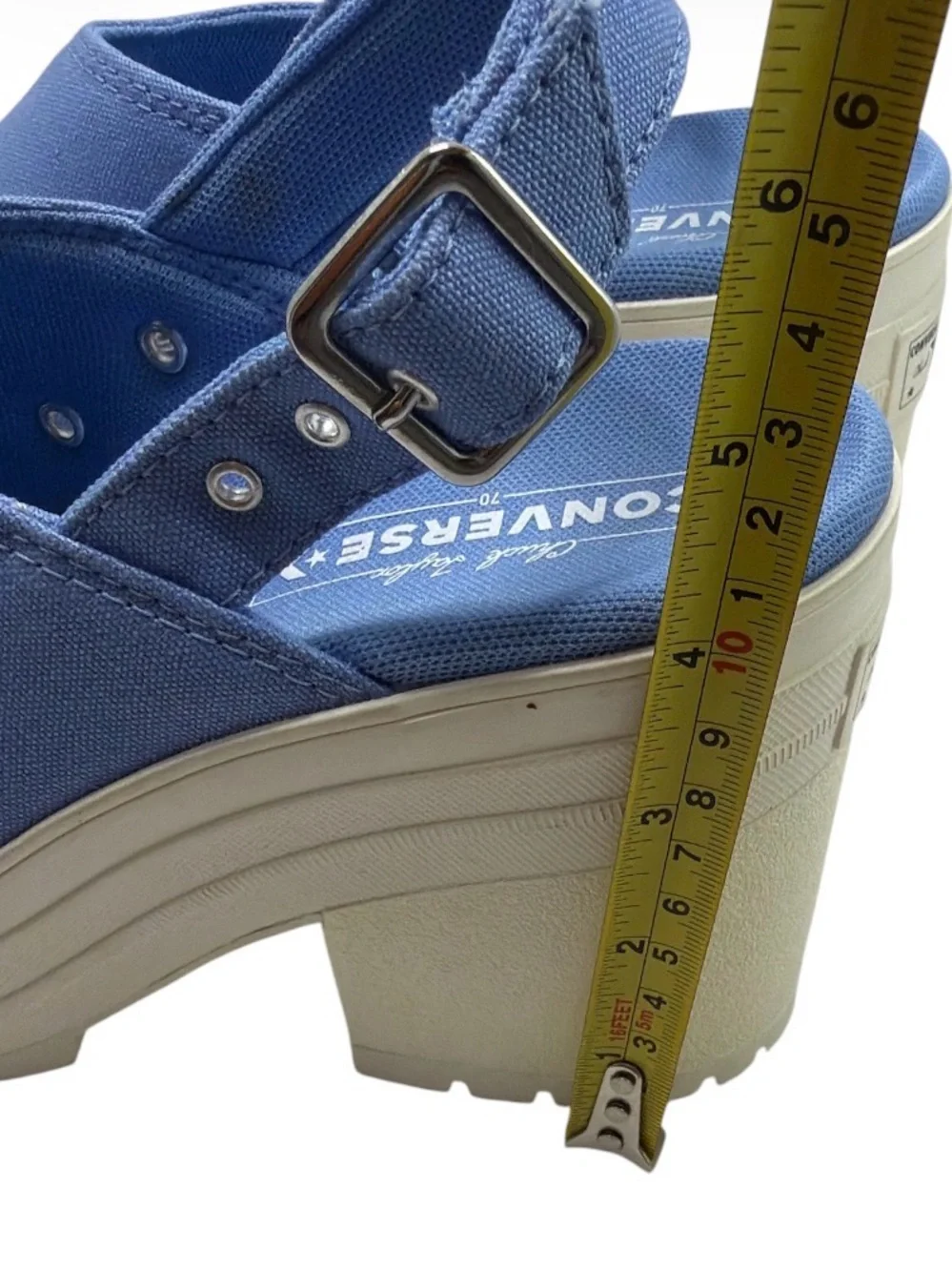 Converse Blue Canvas Platform Slingback Heels with Cream Sole 7.5 women’s